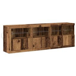 Berkfield Home Sideboard with LED Lights Old Wood 202x37x67 cm Engineered Wood in Brown - Size: 202 x 37 x 67 cm - thumbnail 2