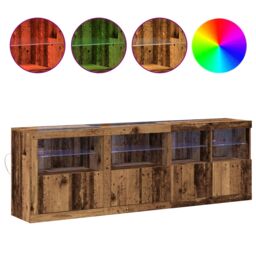 Berkfield Home Sideboard with LED Lights Old Wood 202x37x67 cm Engineered Wood in Brown - Size: 202 x 37 x 67 cm - thumbnail 4