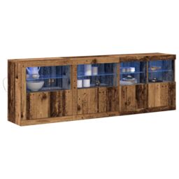 Berkfield Home Sideboard with LED Lights Old Wood 202x37x67 cm Engineered Wood in Brown - Size: 202 x 37 x 67 cm - thumbnail 3
