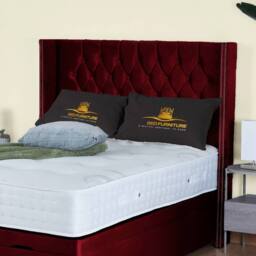 UK Bed Furniture Francesca End Lift Divan Ottoman Bed with 54 Inch Diamond Headboard in Maroon - Size: Super King - thumbnail 3