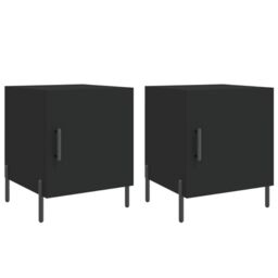 Berkfield Home Bedside Cabinets 2 pcs Black 40x40x50 cm Engineered Wood - Size: 40 x 40 x 50 cm - thumbnail 2