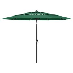 Berkfield Home 3-Tier Parasol with Aluminium Pole Green 3 m