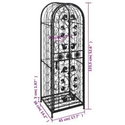Berkfield Home Wine Rack for 45 Bottles Metal in Black - thumbnail 5