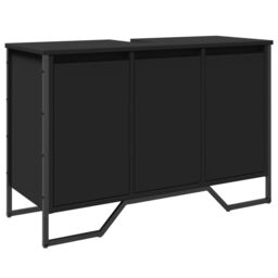 Berkfield Home Bathroom Sink Cabinet Black 91x35x60 cm Engineered Wood - Size: 91 x 35 x 60 cm - thumbnail 2
