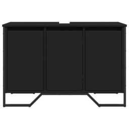 Berkfield Home Bathroom Sink Cabinet Black 91x35x60 cm Engineered Wood - Size: 91 x 35 x 60 cm - thumbnail 4