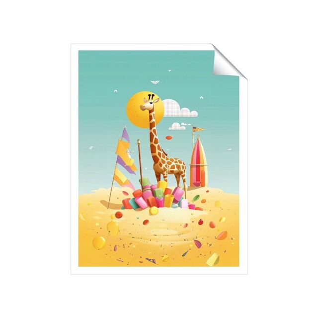 "Warren Reed - Designer A Giraffe On A Beach Holiday Unframed Art Print - Size: W20"" x H30""" - image 1