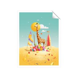 "Warren Reed - Designer A Giraffe On A Beach Holiday Unframed Art Print - Size: W20"" x H30""" - thumbnail 2