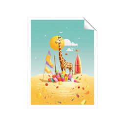"Warren Reed - Designer A Giraffe On A Beach Holiday Unframed Art Print - Size: W20"" x H30""" - thumbnail 1