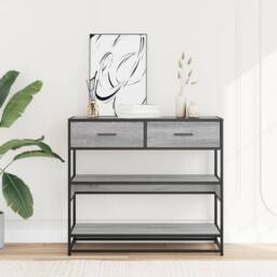 Berkfield Home Console Table Grey Sonoma 90x35x80 cm Engineered Wood - Size: 90 x 35 x 80 cm - thumbnail 3