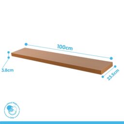 Harbour Housewares 2x 100cm Floating Wall Shelves - Wall Mountable for Storage & Display in Brown - Size: 2x 100 cm - thumbnail 9