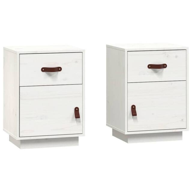 Berkfield Home Bedside Cabinets 2 pcs White 40x34x55 cm Solid Wood Pine - Size: 40 x 34 x 55 cm - image 1
