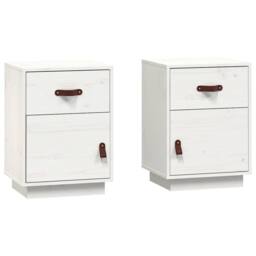 Berkfield Home Bedside Cabinets 2 pcs White 40x34x55 cm Solid Wood Pine - Size: 40 x 34 x 55 cm