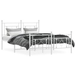 Berkfield Home Metal Bed Frame without Mattress with Footboard White 140x190cm - Size: 140x190 cm - thumbnail 3