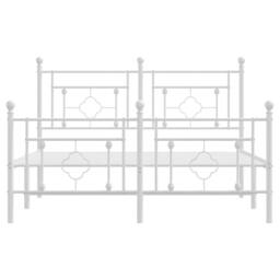 Berkfield Home Metal Bed Frame without Mattress with Footboard White 140x190cm - Size: 140x190 cm - thumbnail 5
