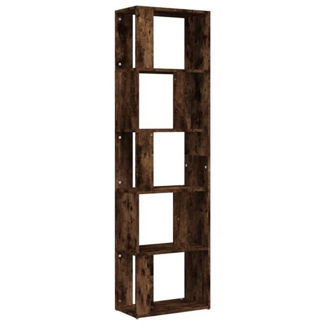 Berkfield Home Book Cabinet Smoked Oak 45x24x160 cm Engineered Wood in Brown - Size: 45 x 24 x 160 cm - image 1
