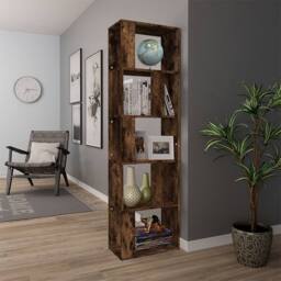 Berkfield Home Book Cabinet Smoked Oak 45x24x160 cm Engineered Wood in Brown - Size: 45 x 24 x 160 cm - thumbnail 3