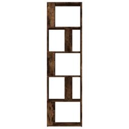 Berkfield Home Book Cabinet Smoked Oak 45x24x160 cm Engineered Wood in Brown - Size: 45 x 24 x 160 cm - thumbnail 5