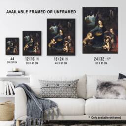 "Artery8 The Virgin of the Rocks da Vinci Vintage Wall Art Print Poster in Brown - Size: W12"" x H16""" - thumbnail 3