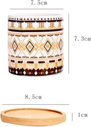 simpa 6PC Natural Pattern Ceramic Plant Pots with Bamboo Base - thumbnail 6