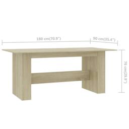 Berkfield Home Beautiful Dining Table Sonoma Oak 180x90x76 cm Engineered Wood in Light Oak - Size: 180 x 90 x 76 cm - thumbnail 7