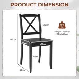 Costway 2PCS Wooden Dining Chair Armless Kitchen Chairs Side Chairs Cross Back in Black - thumbnail 3
