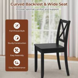 Costway 2PCS Wooden Dining Chair Armless Kitchen Chairs Side Chairs Cross Back in Black - thumbnail 6
