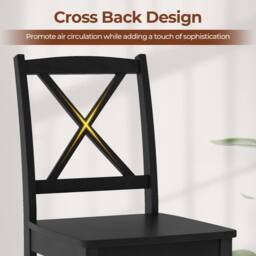 Costway 2PCS Wooden Dining Chair Armless Kitchen Chairs Side Chairs Cross Back in Black - thumbnail 7