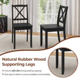 Costway 2PCS Wooden Dining Chair Armless Kitchen Chairs Side Chairs Cross Back in Black - thumbnail 5