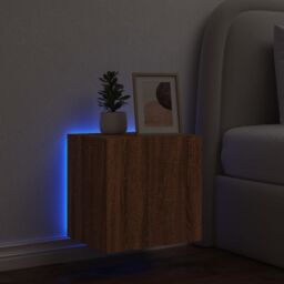 Berkfield Home TV Wall Cabinet with LED Lights Brown Oak 40.5x35x40 cm - thumbnail 4