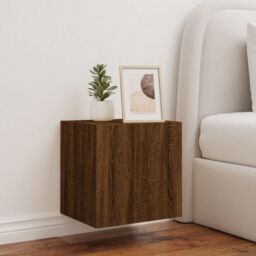Berkfield Home TV Wall Cabinet with LED Lights Brown Oak 40.5x35x40 cm - thumbnail 5