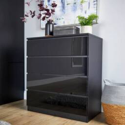 ERGOVEXA Black 5-Drawer High Gloss Chest Bedroom - thumbnail 3