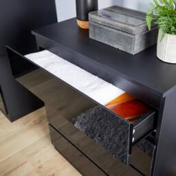 ERGOVEXA Black 5-Drawer High Gloss Chest Bedroom - thumbnail 5
