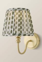 ValueLights Binky Rechargeable Brushed Gold Wall Light with Floral Pleated Shade in Pale Green - thumbnail 3