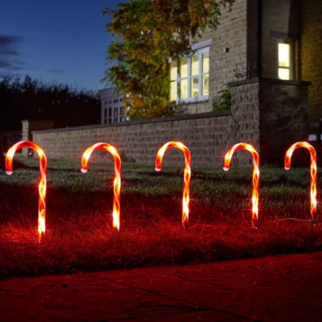 Samuel Alexander Set of 6 Light up Red & White Candy Cane Christmas Path Lights - image 1