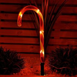 Samuel Alexander Set of 6 Light up Red & White Candy Cane Christmas Path Lights - thumbnail 6