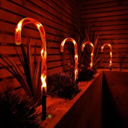 Samuel Alexander Set of 6 Light up Red & White Candy Cane Christmas Path Lights - thumbnail 3