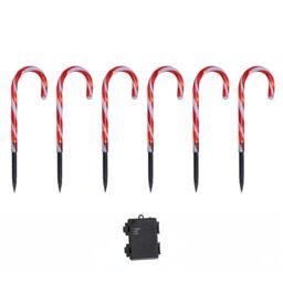 Samuel Alexander Set of 6 Light up Red & White Candy Cane Christmas Path Lights - thumbnail 8
