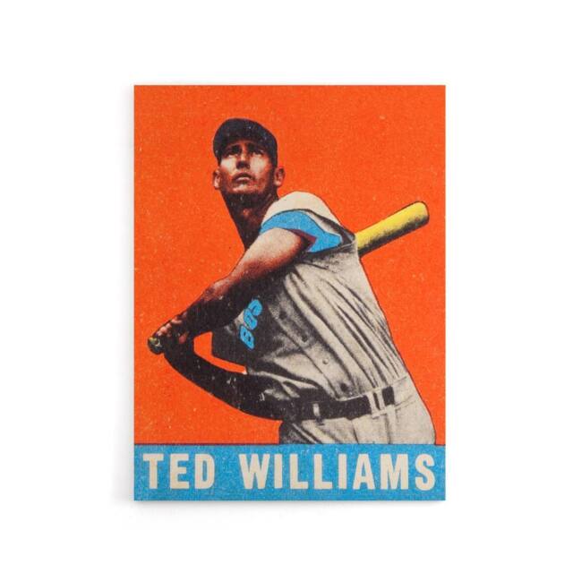 "Artery8 Leaf Baseball Card Portrait Ted Williams Canvas Wall Art Print in Orange - Size: W18"" x H24""" - image 1