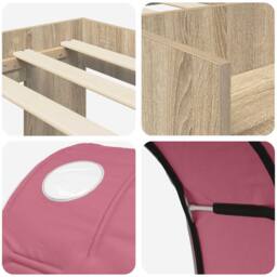 Berkfield Home Bed Frame with Tunnel 3 pcs Sonoma Oak & Pink Engineered Wood in Brown - thumbnail 9