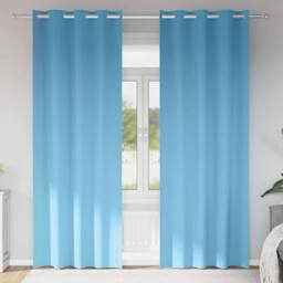 Berkfield Home Curtains with Curtains 2 pcs Light blue 260 x 140 cm Polyester - thumbnail 2