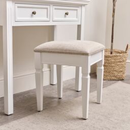 Melody Maison White Cushioned Dressing Table Stool - Daventry White Range - thumbnail 3