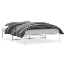 Berkfield Home Metal Bed Frame without Mattress White 135x190cm - Size: 135x190 cm - thumbnail 2