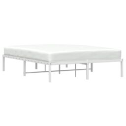 Berkfield Home Metal Bed Frame without Mattress White 135x190cm - Size: 135x190 cm - thumbnail 3