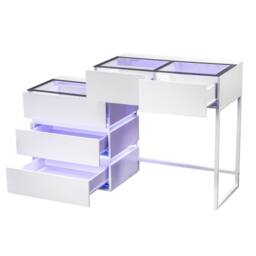 FENCHILIN 2 in 1 RGB Lighting Bedside Dressing Table with 5 Drawers 130x40x81CM in White - Size: 130 x 40 x 81 cm - thumbnail 5