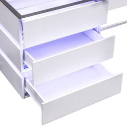 FENCHILIN 2 in 1 RGB Lighting Bedside Dressing Table with 5 Drawers 130x40x81CM in White - Size: 130 x 40 x 81 cm - thumbnail 8