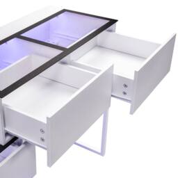 FENCHILIN 2 in 1 RGB Lighting Bedside Dressing Table with 5 Drawers 130x40x81CM in White - Size: 130 x 40 x 81 cm - thumbnail 6