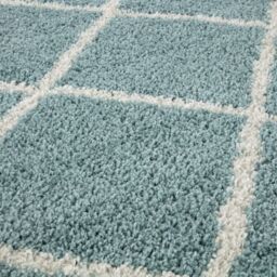 THE RUGS Soft Diamond Shaggy Rugs & Runners Duck Egg Blue Living Room - Size: 140 cm x 200 cm - thumbnail 2