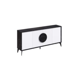 Decortie 'Gora' Four Door Sideboard with Chipboard Handles & Metal Legs in Jet Black - Size: 3 Pack - thumbnail 2