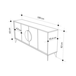Decortie 'Gora' Four Door Sideboard with Chipboard Handles & Metal Legs in Jet Black - Size: 3 Pack - thumbnail 6