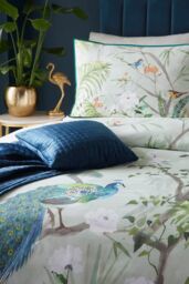 Soiree 'Peacock Jungle' 100% Cotton Sateen Duvet Cover Set in Green - Size: Super King - thumbnail 3